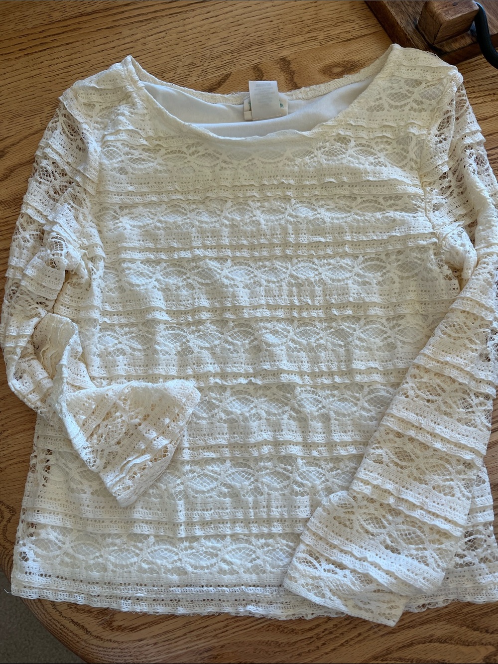Belle Du Jour Cream Lace Long-Sleeve Blouse